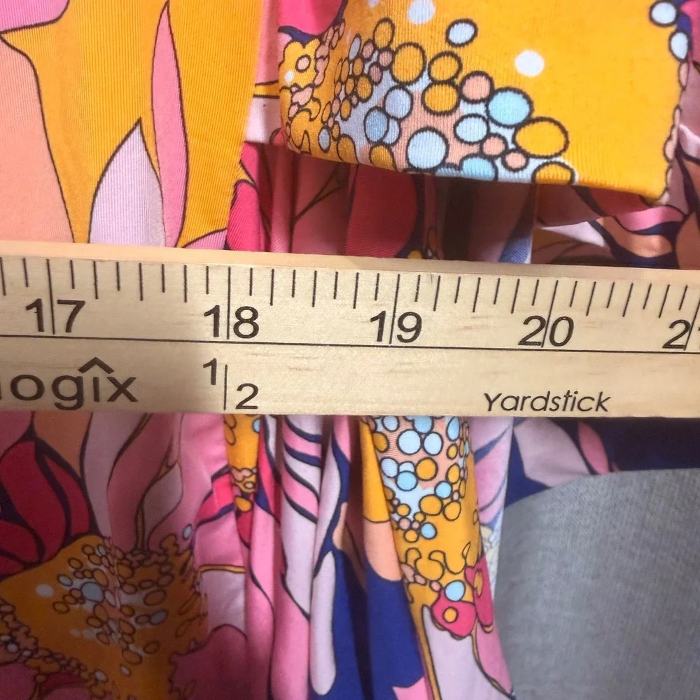 Trina Turk Floral Long Sleeve One Piece Swimsuit & Cover Up Set Blue Pink Large